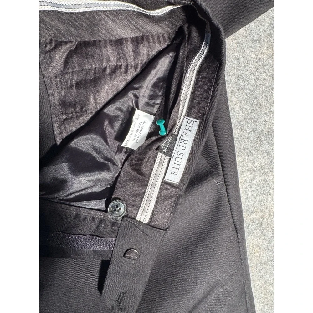 Mens (Sharp Suit) Jacket 40L Black Slim‎ Fit Active Stretch Wool US: 32X26